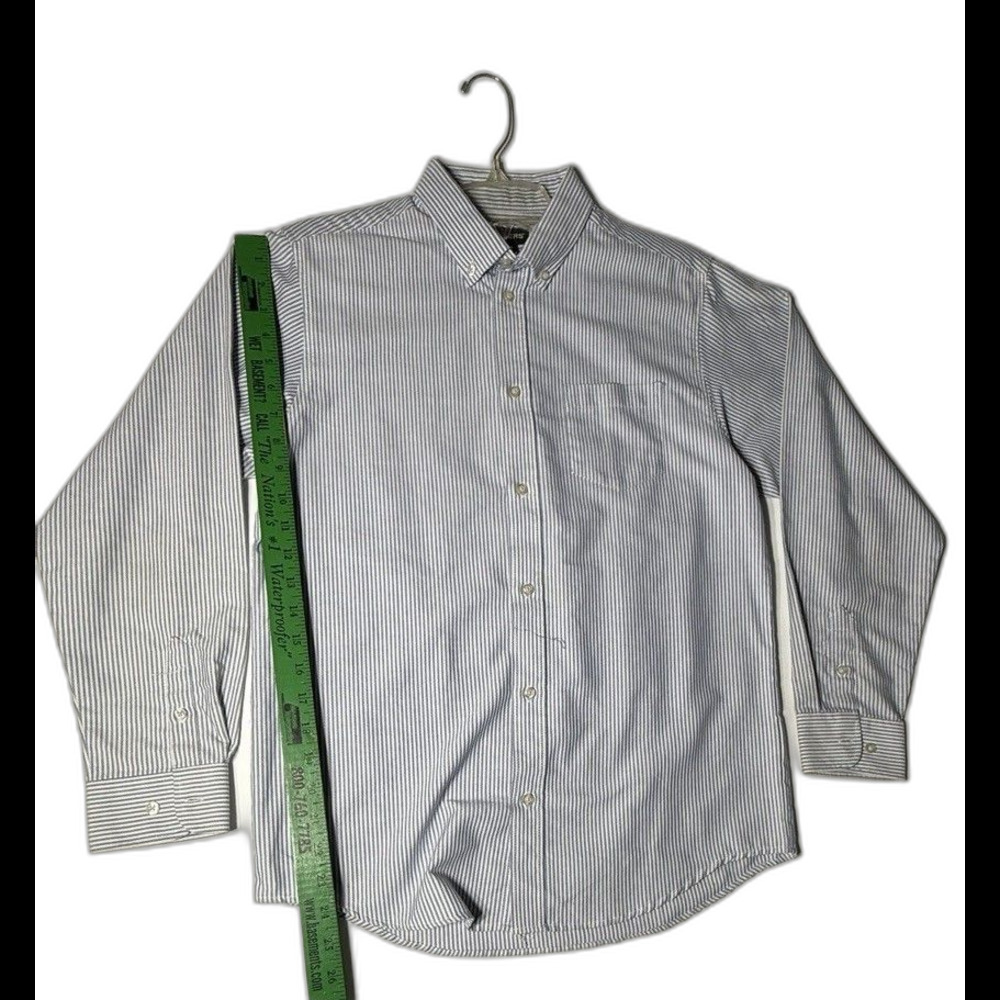Dockers Dress Shirt Men Size 18 Gray Blue Long Sleeve Striped Cotton Blend